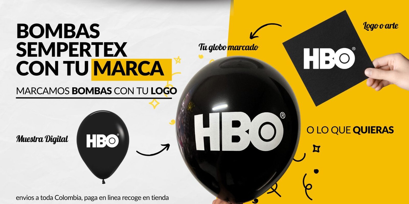 Es una imagen de globo sempertex marcado en Bogota