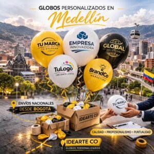 Globo personalizado enviado a Medellín para empresa con impresión profesional a una tinta.