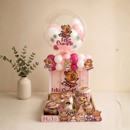 Desayuno infantil temático capibara decorado en Bogotá
